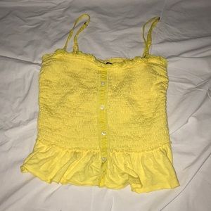 Yellow button design Crop Top